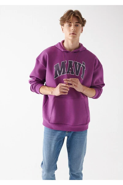 Men's Purple Logo Printed Sweatshirt 067149-70681 - MAVI (1)