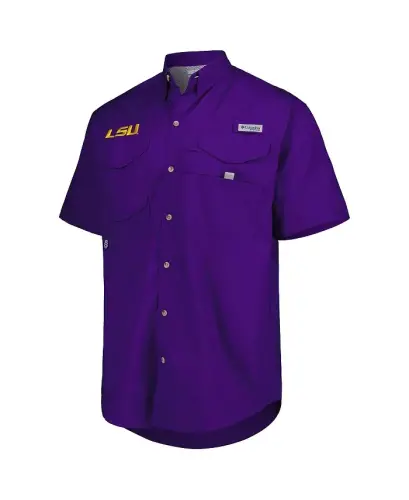 Men's Purple LSU Tigers Bonehead Button-Up Shirt-Purple - 3