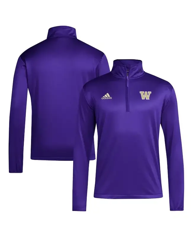 Men's Purple Washington Huskies Coaches Sideline Quarter-Zip Top-Purple - 1