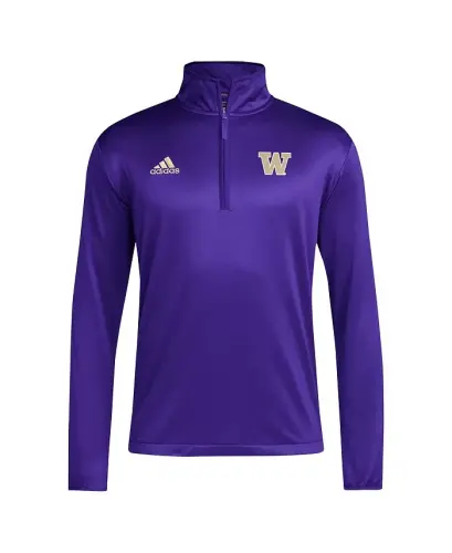 Men's Purple Washington Huskies Coaches Sideline Quarter-Zip Top-Purple - 3