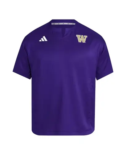 Men's Purple Washington Huskies Dugout Coaches Adizero Notch Neck Pullover Sweatshirt-Purple - 2