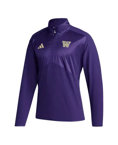 Men's Purple Washington Huskies Sideline AEROREADY Raglan Sleeve Quarter-Zip Jacket-Purple - ADIDAS (1)