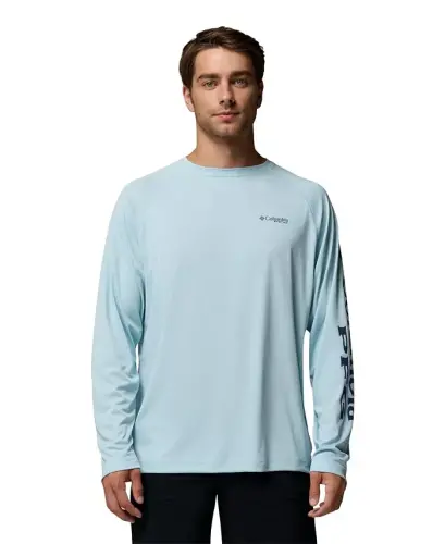 Men's Quick Dry Long-Sleeve T-Shirt - Marine Light/Nocturnal Logo - 1