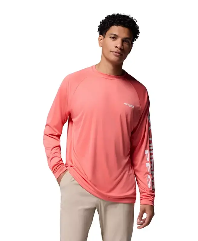 Men's Quick Dry Long-Sleeve T-Shirt - Melonade/White Logo - COLUMBIA