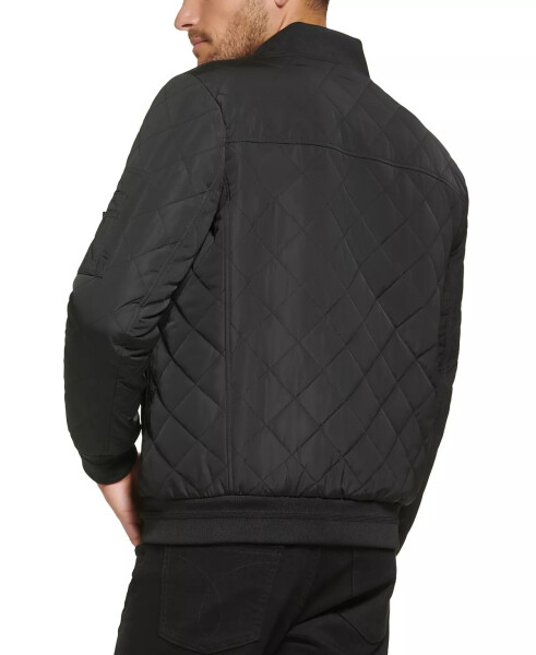 Men's Quilted Baseball Jacket with Rib-Knit Trim Black - 2