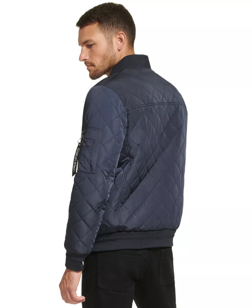 Men's Quilted Baseball Jacket with Rib-Knit Trim True Navy - 2