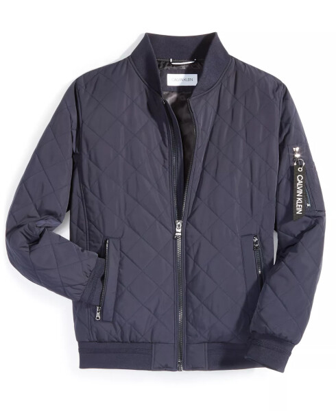 Men's Quilted Baseball Jacket with Rib-Knit Trim True Navy - 6