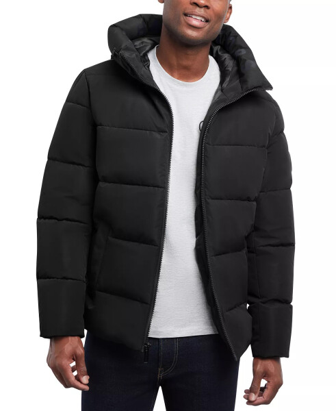 Men's Quilted Hooded Puffer Jacket Black - 5