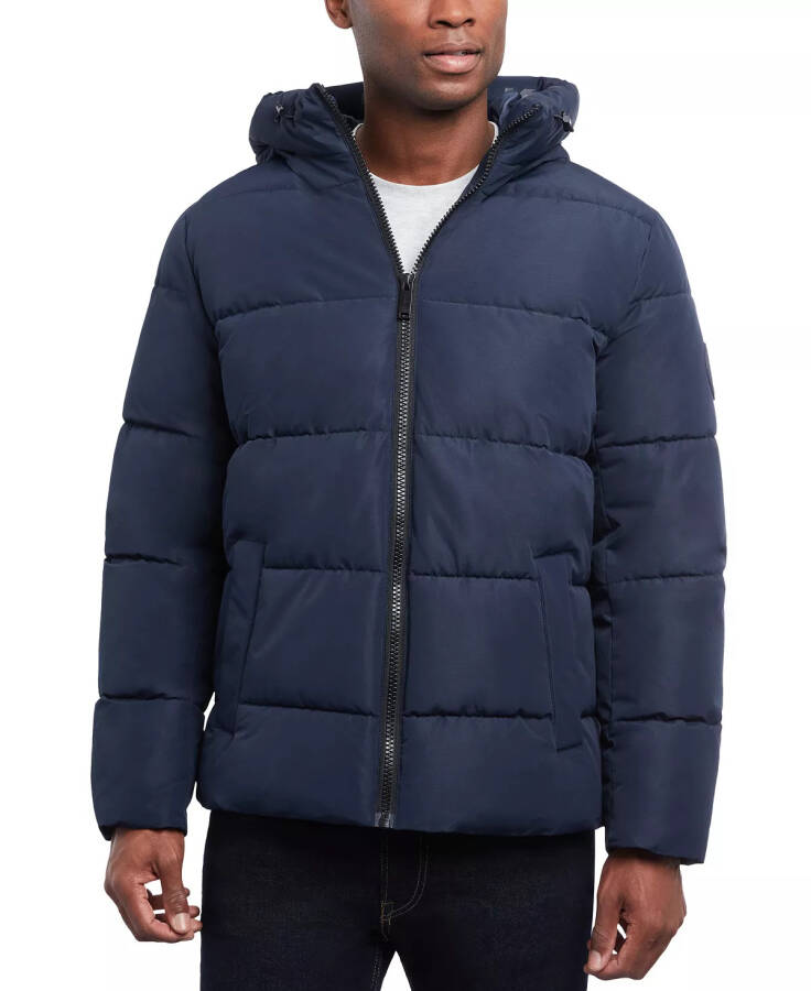 Men's Quilted Hooded Puffer Jacket - Midnight Blue - 5