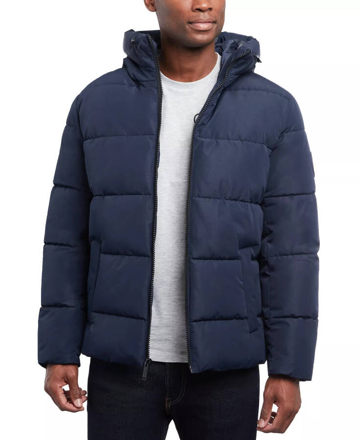 Men's Quilted Hooded Puffer Jacket - Midnight Blue - 7