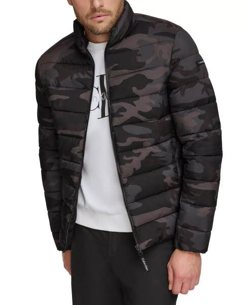 Men's Quilted Infinite Stretch Water-Resistant Puffer Jacket Black Camo - 1