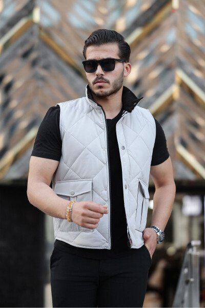 Men's Quilted Snap-Button Vest - BOYMEN