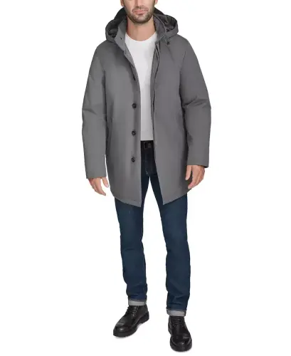 Men's Rain Coat with Removable Hood -Grey - 5