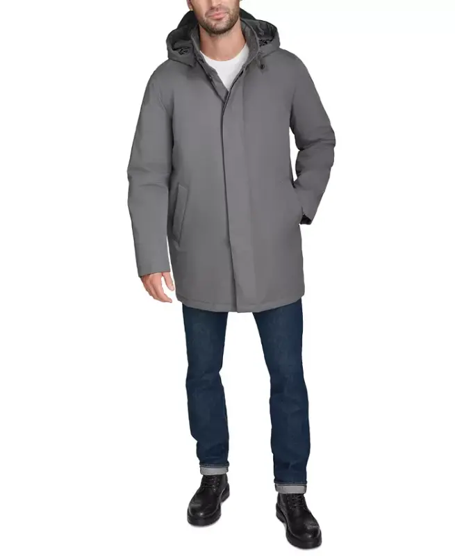 Men's Rain Coat with Removable Hood -Grey - 6