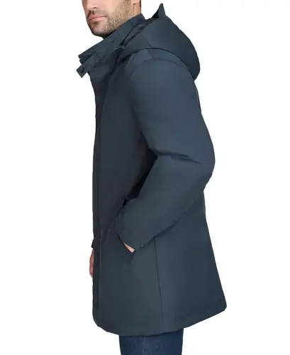 Men's Rain Coat with Removable Hood -Navy - 3
