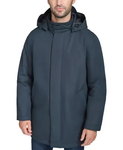 Men's Rain Coat with Removable Hood -Navy - 4
