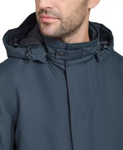 Men's Rain Coat with Removable Hood -Navy - 6
