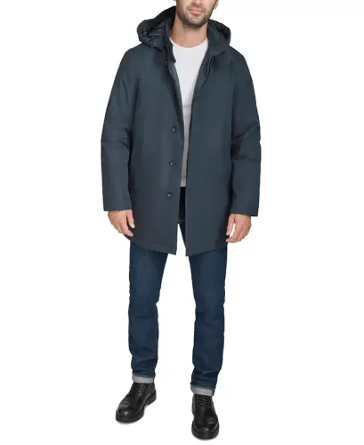 Men's Rain Coat with Removable Hood -Navy - 8