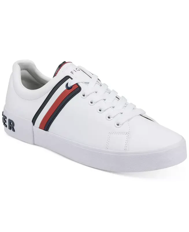Men's Ramus Stripe Lace-Up Sneakers-White Multi - TOMMY HILFIGER