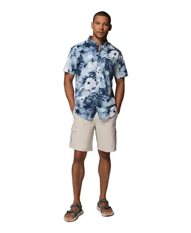 Men's Rapid Rivers Printed Short-Sleeve Shirt - Collegiate Navy/Flower blur - 2