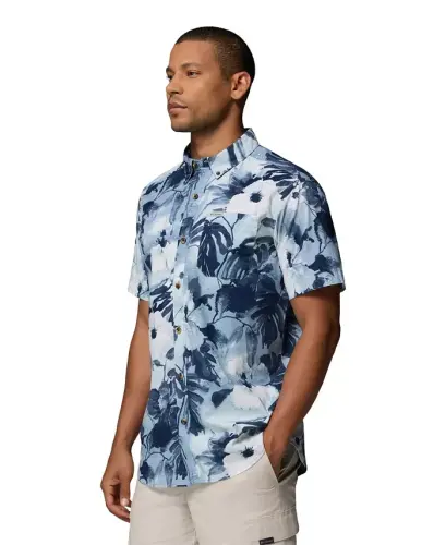 Men's Rapid Rivers Printed Short-Sleeve Shirt - Collegiate Navy/Flower blur 
