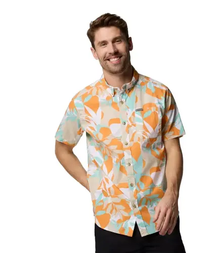 Men's Rapid Rivers Printed Short-Sleeve Shirt - Dark Stone - COLUMBIA (1)