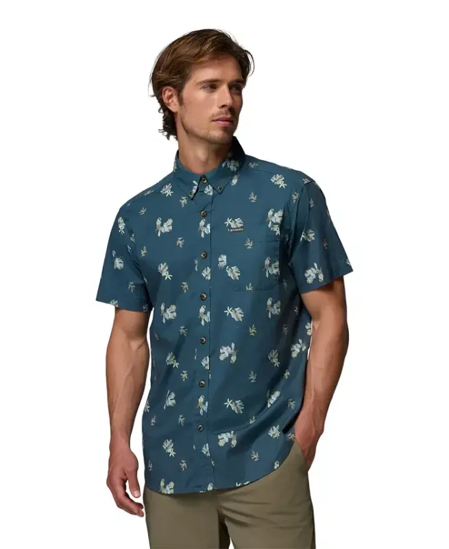 Men's Rapid Rivers Printed Short-Sleeve Shirt - Everblue/Macaws - 3