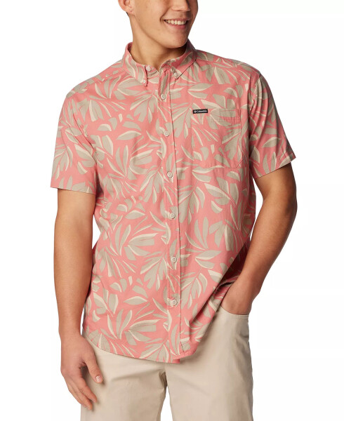 Men's Rapid Rivers Printed Short Sleeve Shirt Pink Agave Areca - 1