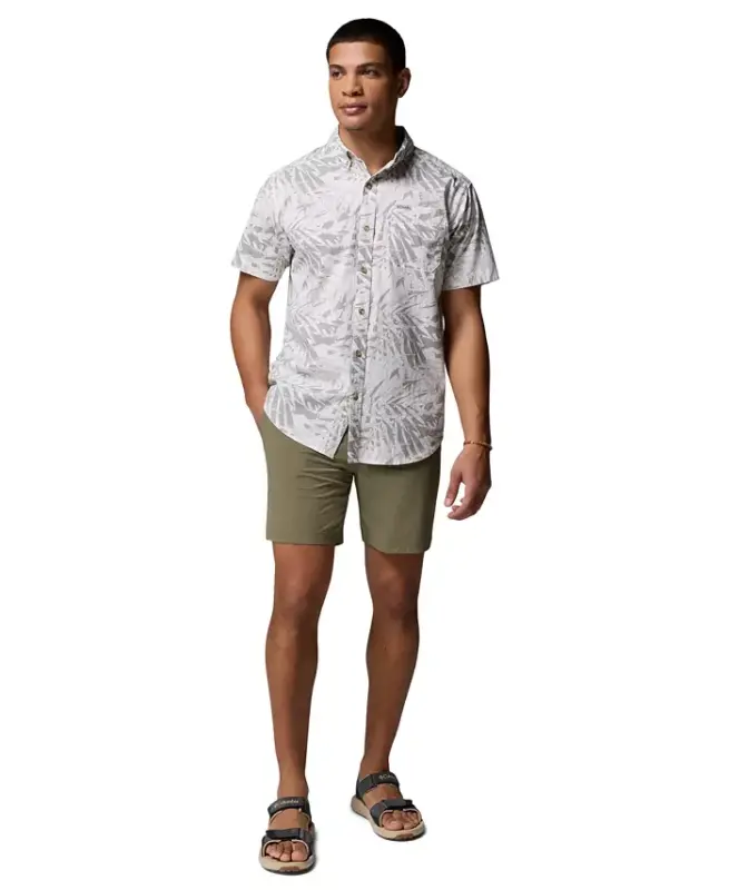 Men's Rapid Rivers Printed Short-Sleeve Shirt - White/Dye Palms - 2