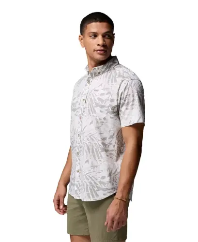 Men's Rapid Rivers Printed Short-Sleeve Shirt - White/Dye Palms - 3