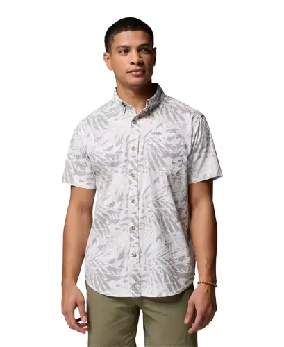 Men's Rapid Rivers Printed Short-Sleeve Shirt - White/Dye Palms 