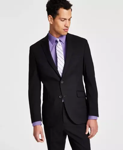Men's Ready Flex Slim-Fit Kostyumi-Qora - 6