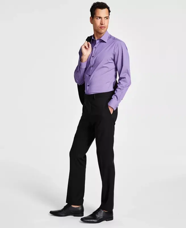 Men's Ready Flex Slim-Fit Kostyumi-Qora - 7