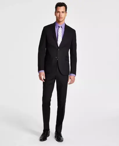 Men's Ready Flex Slim-Fit Suit-Black - 1