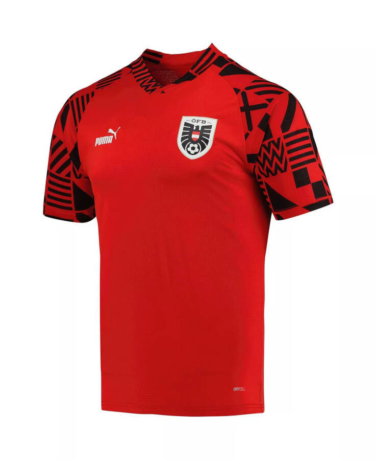 Men's Red Austria National Team Pre-Match Raglan DryCELL V-Neck Top Red - 3