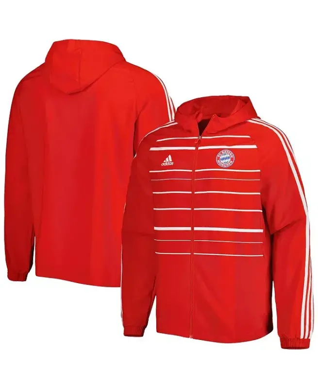 Men's Red Bayern Munich DNA Raglan Full-Zip Hoodie Windbreaker Jacket-Red - 1