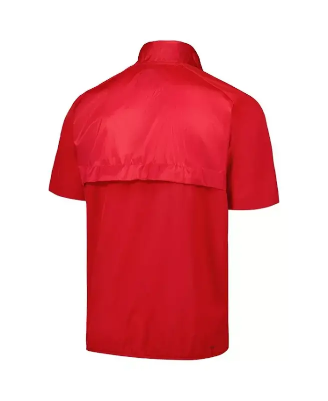 Men's Red Fresno State Bulldogs Sideline AEROREADY Raglan Short Sleeve Quarter-Zip Jacket-Red - 3