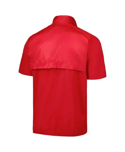 Men's Red Fresno State Bulldogs Sideline AEROREADY Raglan Short Sleeve Quarter-Zip Jacket-Red - 3