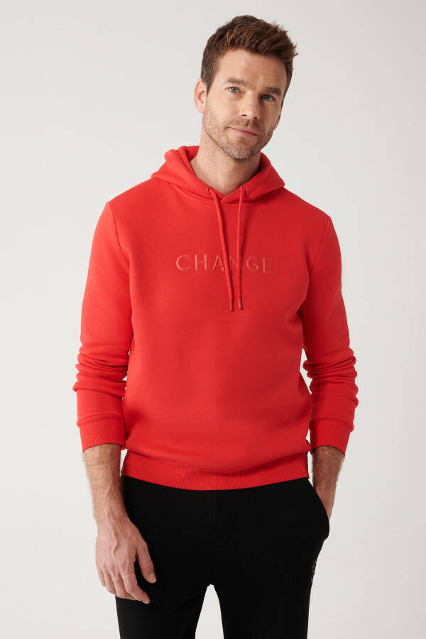 Men's Red Hooded Sweatshirt - 7