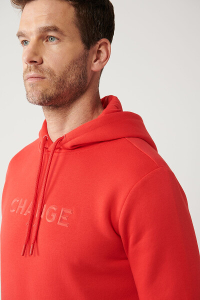 Men's Red Hooded Sweatshirt - 8