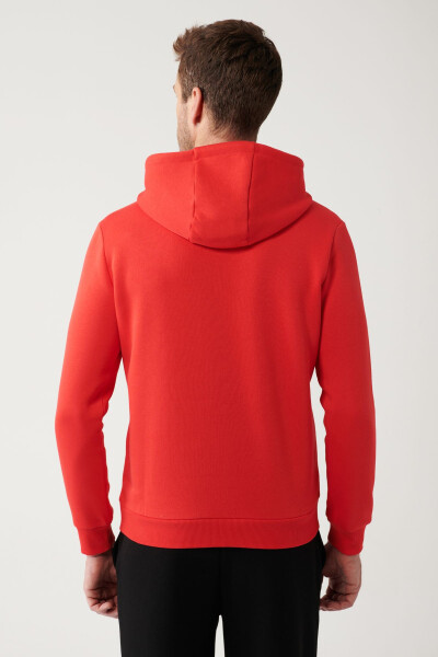 Men's Red Hooded Sweatshirt - 4