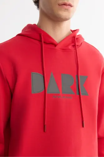 Men's Red Hoodie Cotton Printed Elastane Sw - AVVA (1)