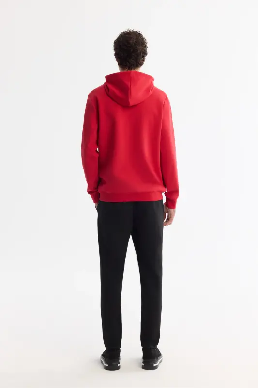 Men's Red Hoodie Cotton Printed Elastane Sw - 4