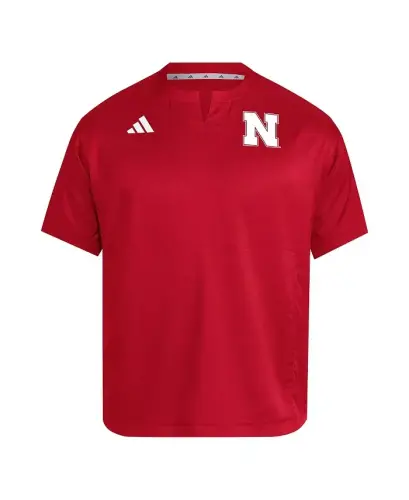 Men's Red Nebraska Huskers Dugout Coaches Adizero Notch Neck Pullover Sweatshirt-Red - ADIDAS (1)
