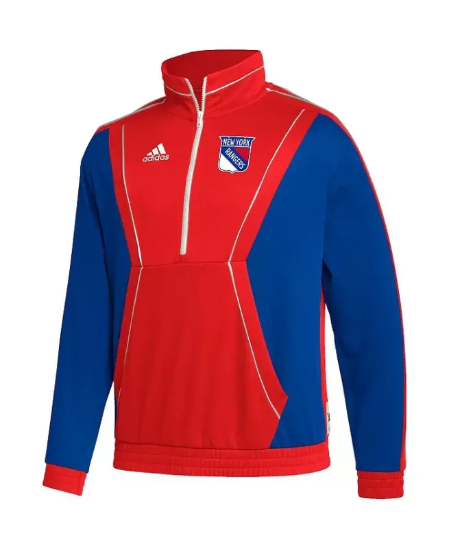 Men's Red New York Rangers Team Classics Half-Zip Jacket-Red - 3
