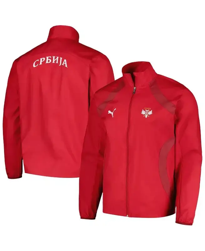 Men's Red Serbia National Team 2024 Pre-Match Full-Zip Hoodie Jacket - PUMA