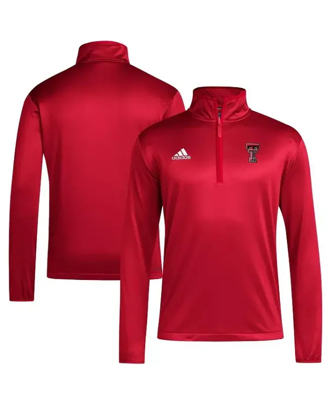 Men's Red Texas Tech Red Raiders 2024 Coaches Sidelines AEROREADY Quarter-Zip Jacket-Red, White - ADIDAS