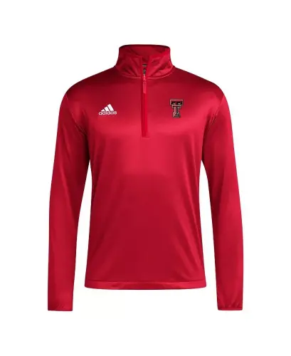 Men's Red Texas Tech Red Raiders 2024 Coaches Sidelines AEROREADY Quarter-Zip Jacket-Red, White - 3