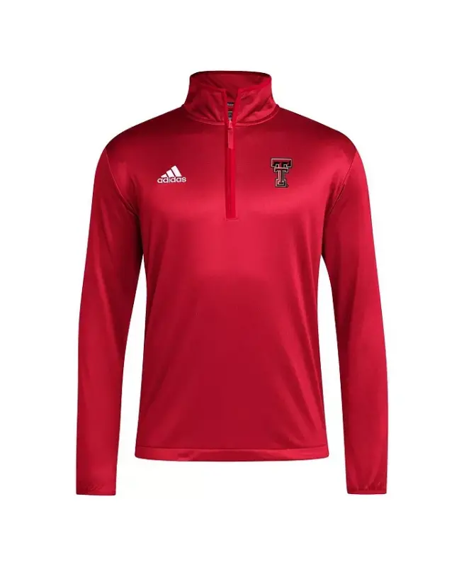 Men's Red Texas Tech Red Raiders 2024 Coaches Sidelines AEROREADY Quarter-Zip Jacket-Red, White - 3
