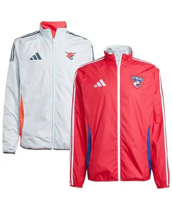 Men's Red/Light Blue FC Dallas 2025 Anthem Reversible Full-Zip Jacket-Red, Light Blue - ADIDAS
